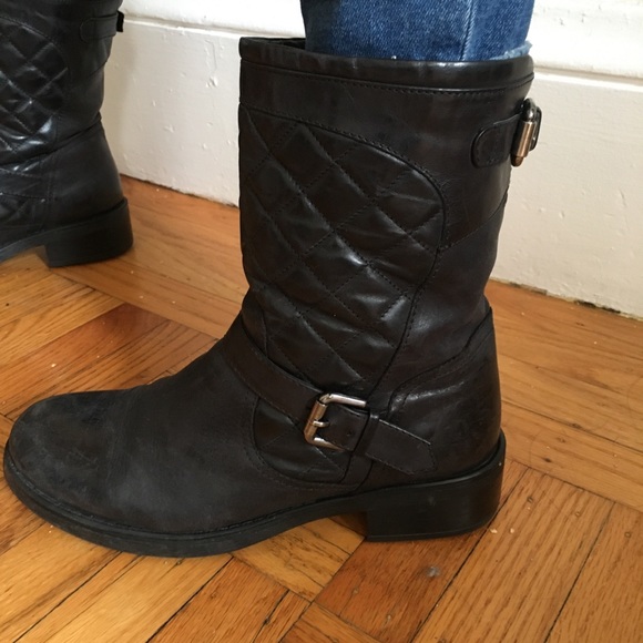 Aquatalia Black Quilted Leather Boots - Picture 2 of 6